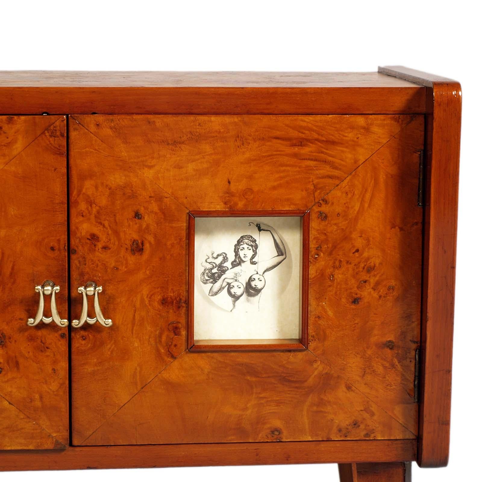 Veneer Art Deco Dry Bar Cabinet by Meroni & Fossati Gio Ponti attributed, Briar of Elm For Sale