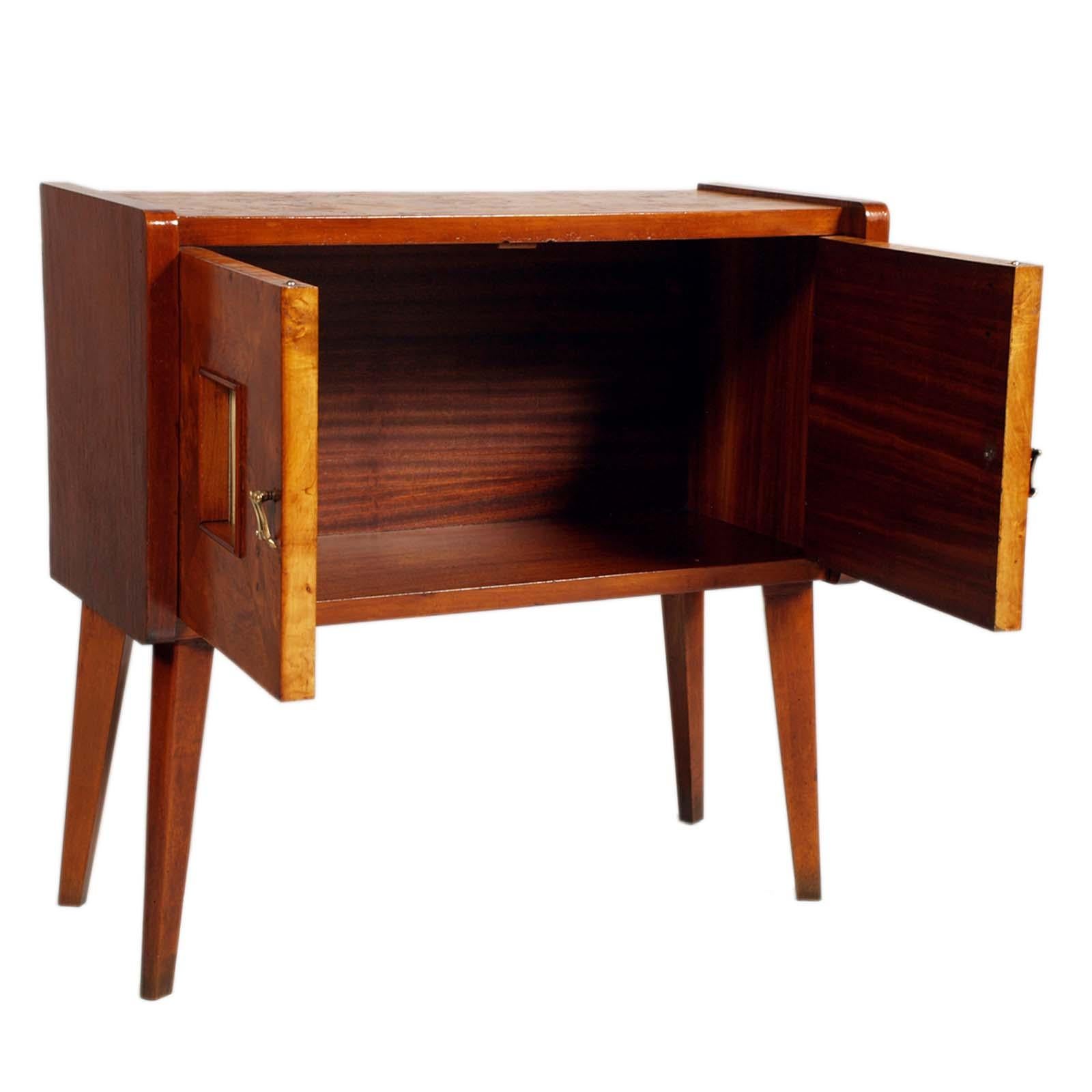 Walnut Art Deco Dry Bar Cabinet by Meroni & Fossati Gio Ponti attributed, Briar of Elm For Sale