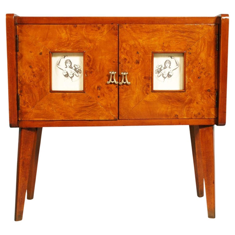 Art Deco Dry Bar Cabinet by Meroni & Fossati Gio Ponti attributed, Briar of Elm For Sale