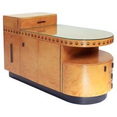 Art Deco Dry bar drink cabinet with imitation painted burlwood, Italy 1961