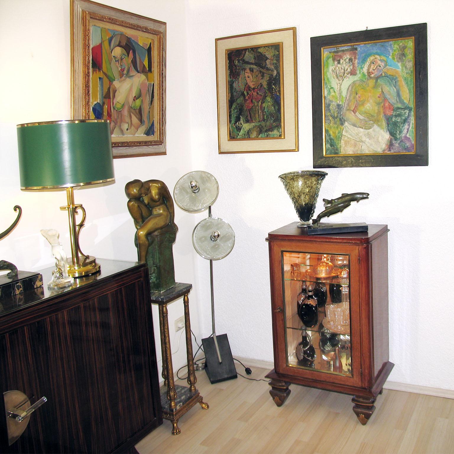 French Art Deco Dry Bar, Luminous Vitrine, Display Cabinet, Jean Pascaud Style For Sale