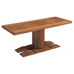 Art Deco Dudouyt Pedestal Side Table in Oak