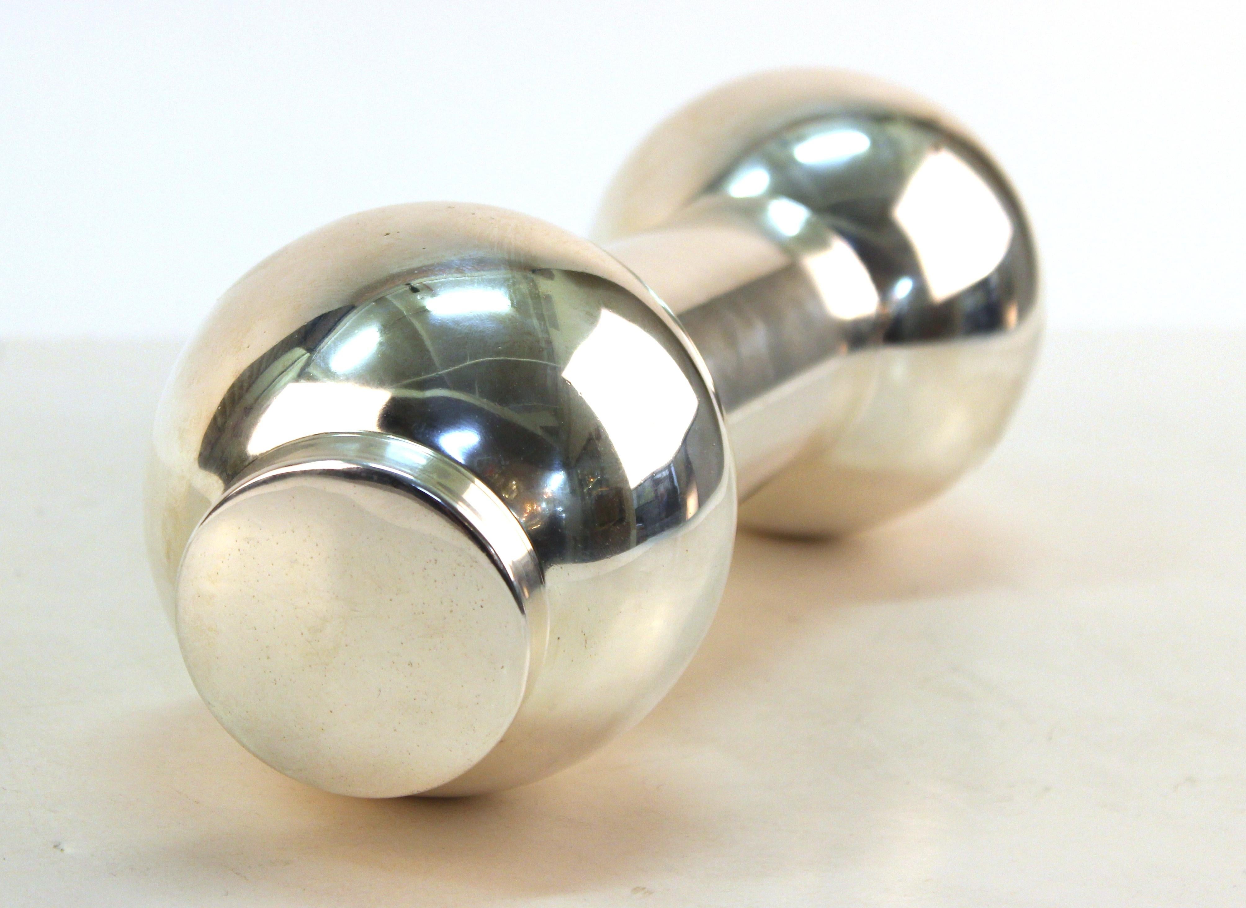 Art Deco Dumbbell Cocktail Shaker, Silver Plated 4