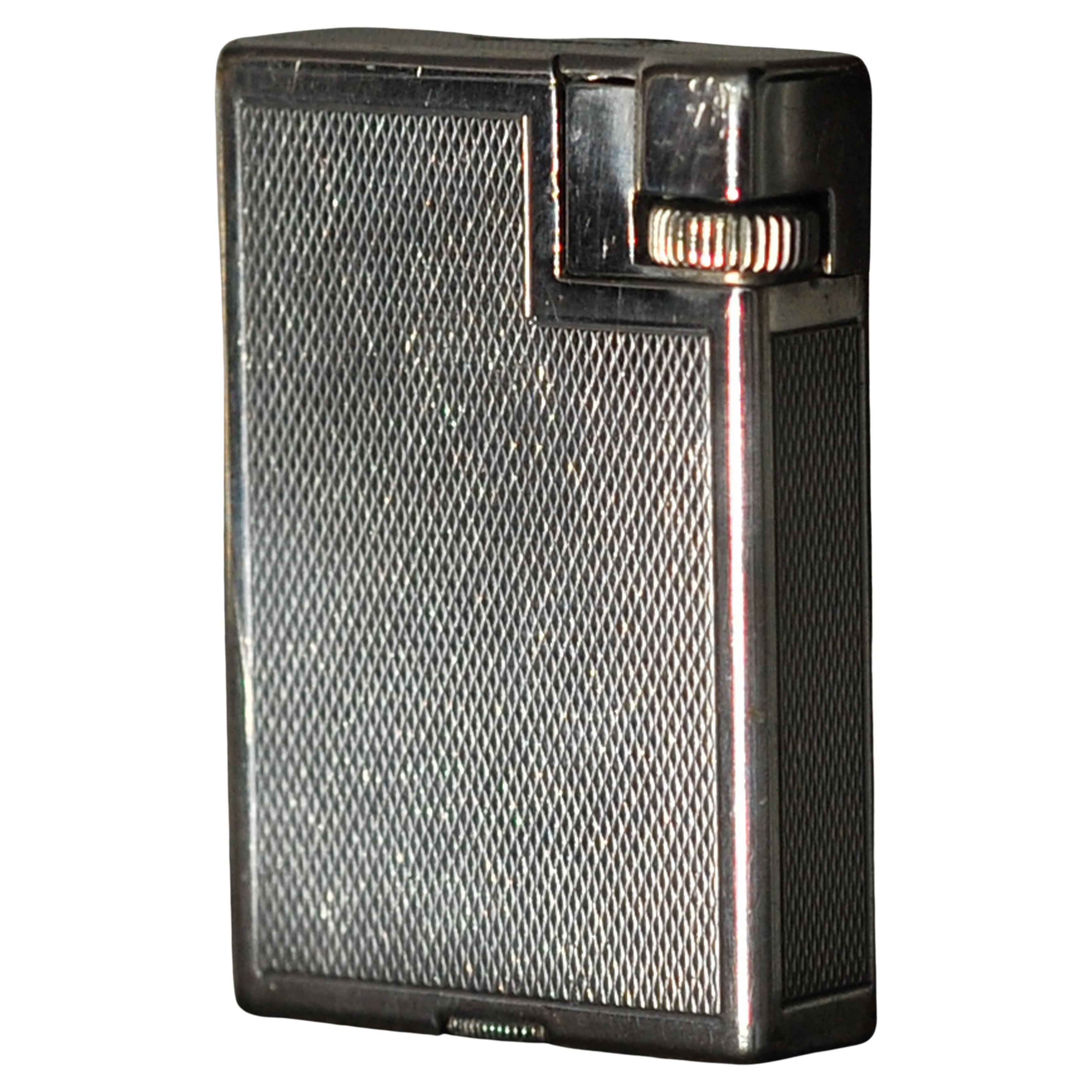 Art Deco Dunhill of London Engine Turned "Square Boy" Model Petrol Lighter 1937