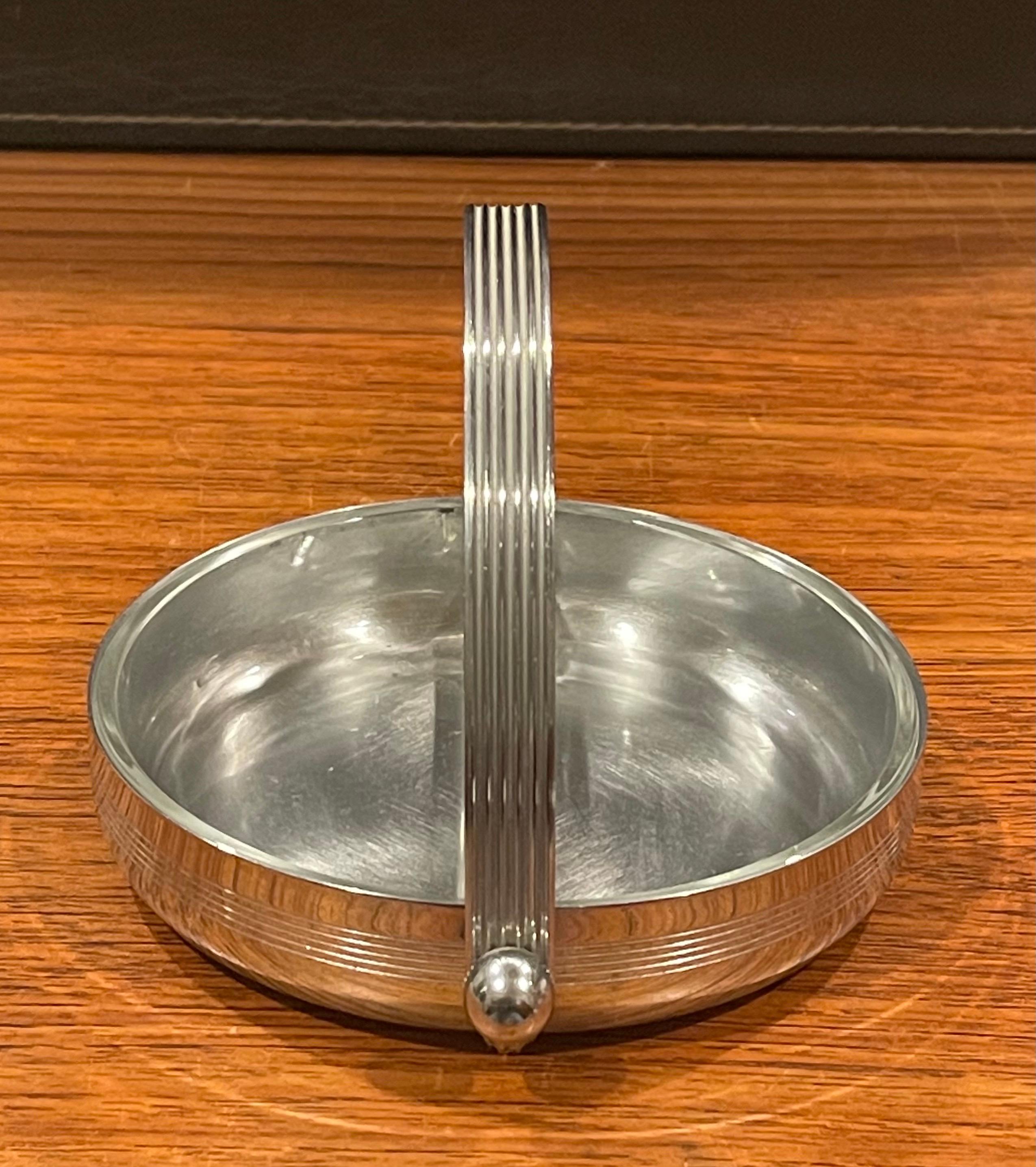 Art Deco Duplex Chrome & Glass Jelly Dish by Chase In Good Condition For Sale In San Diego, CA