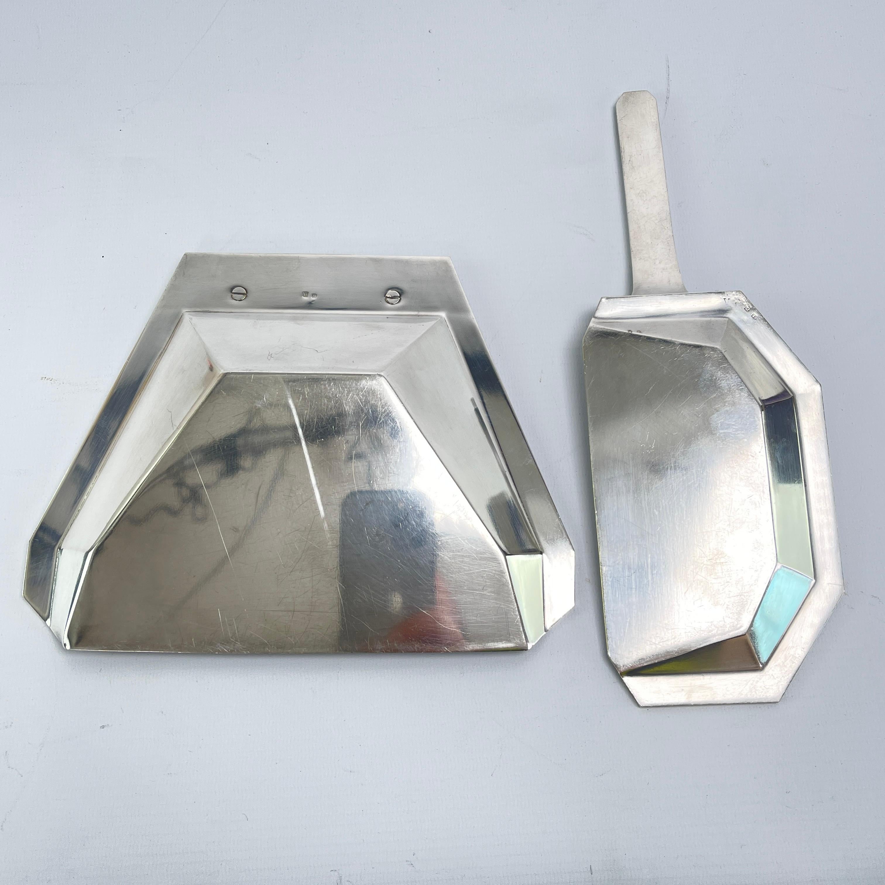 French Art Deco dustpan from B.B silver-plated table dustpan, 1930s For Sale