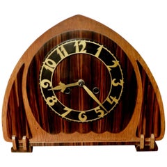 Vintage Art Deco Dutch Mantle Clock in Macassar and Oak