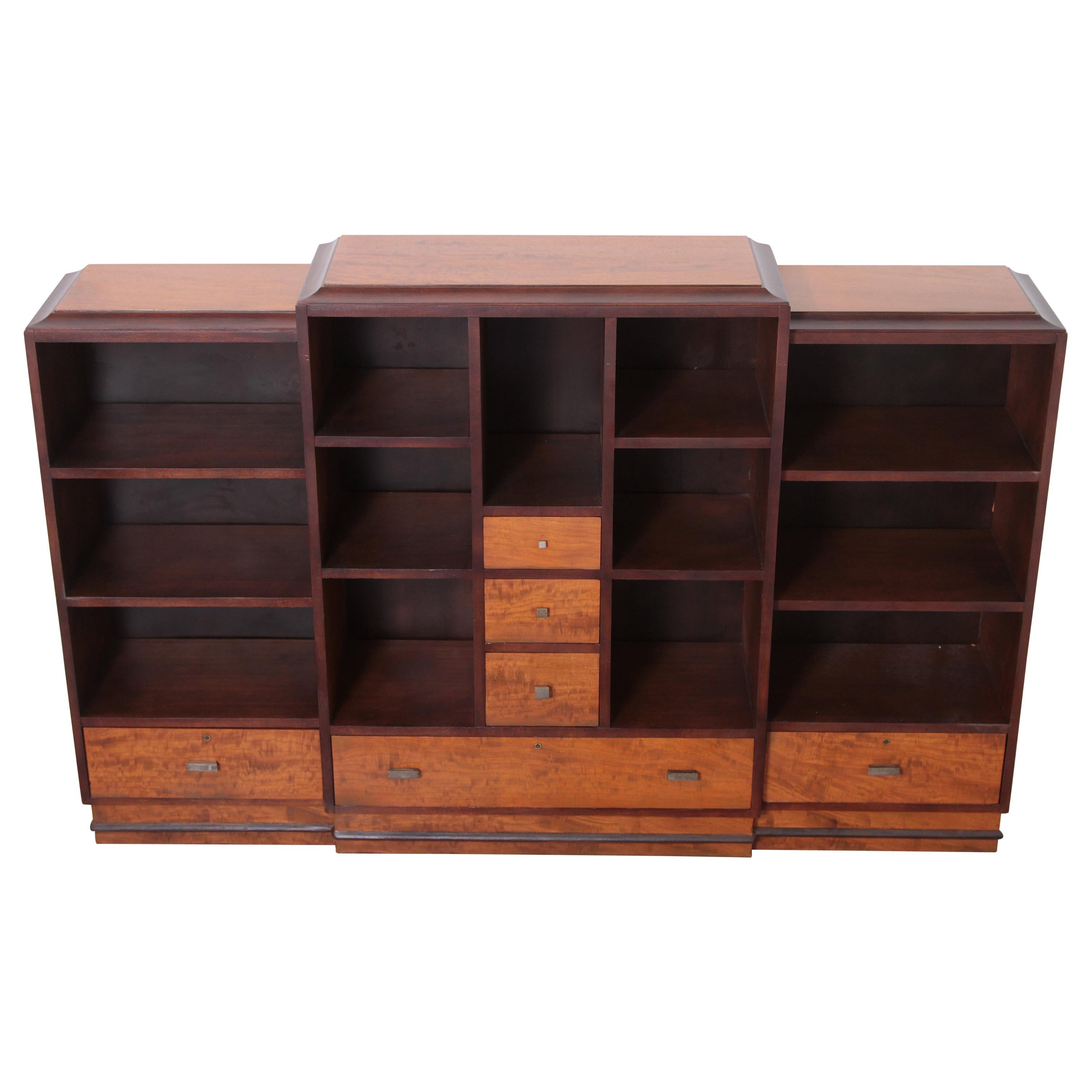 Art Deco Dynamique Creations Johnson Furniture Co. Skyscraper Bookcase Wall Unit For Sale