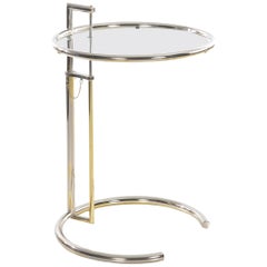 Table d'appoint Art Déco "E 1027" en chrome et verre par Eileen Gray:: vers 1970