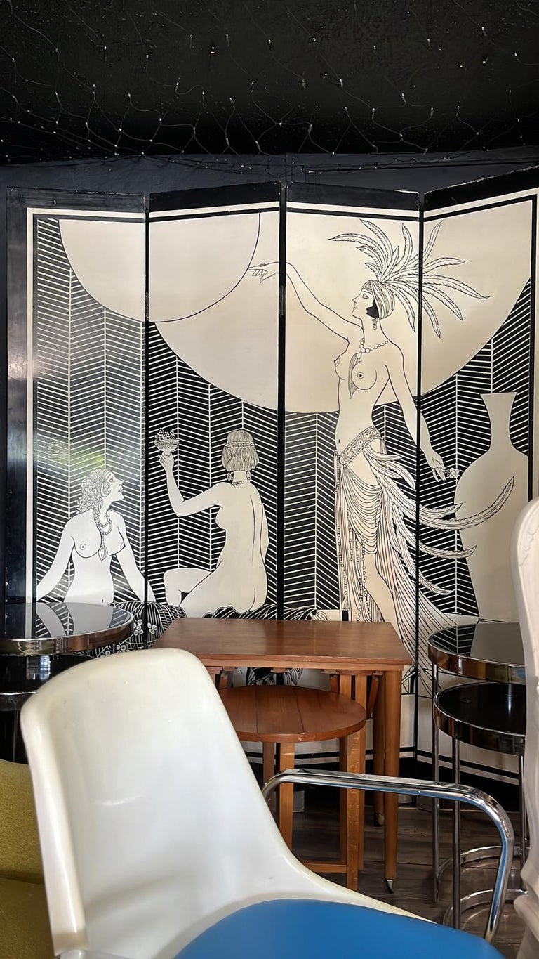 Art Deco Early 20th Century Four Fold Room Screen Divider For Sale 3