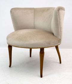 Art Deco Early 20th Century Italian Walnut and Velvet Cockpit Armchair