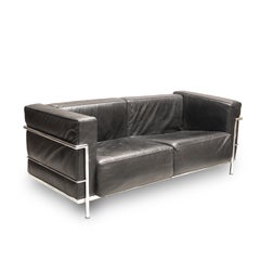 Art Deco Early 20th Century Le Corbusier Leather Loveseat