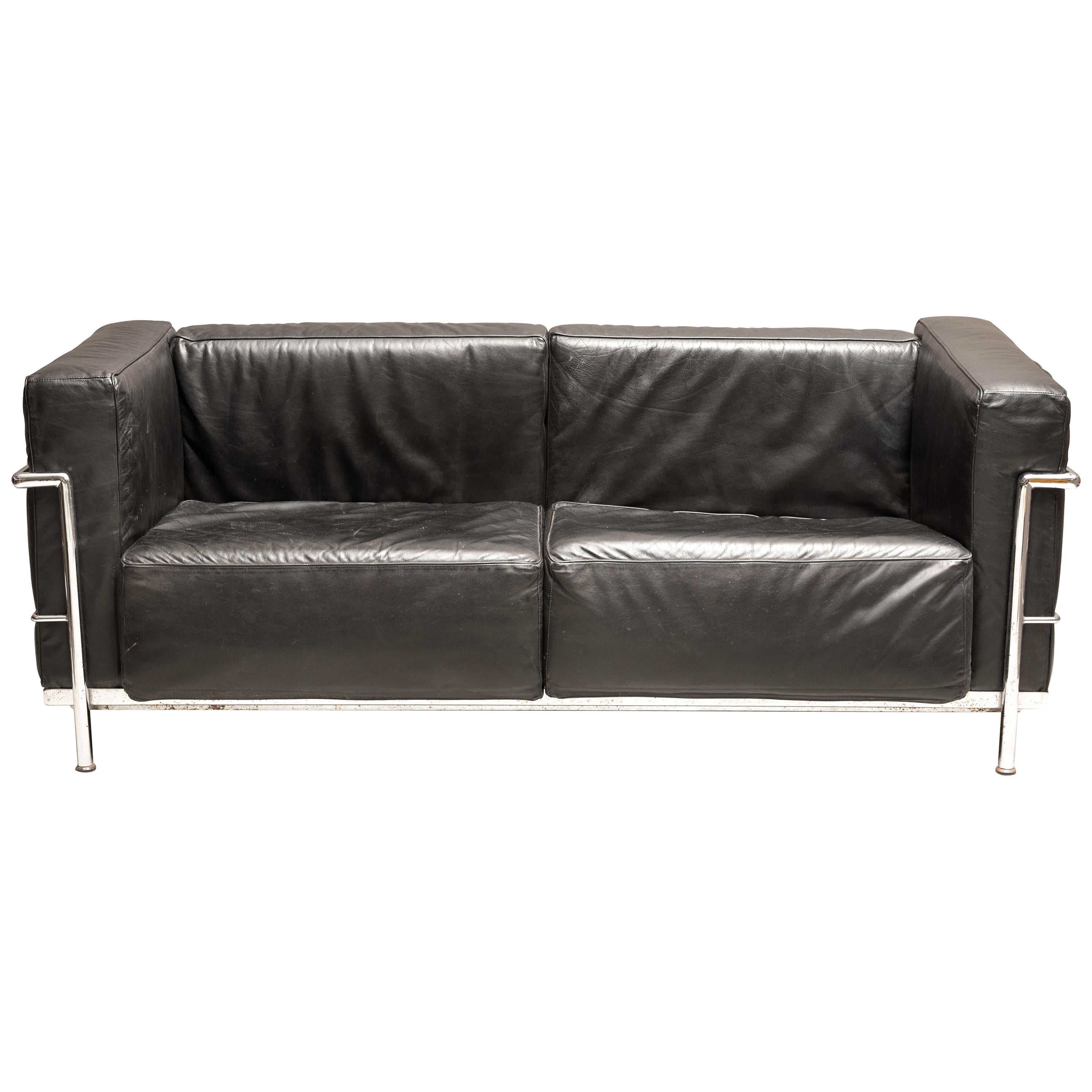 Art Deco Early 20th Century Le Corbusier Leather Loveseat