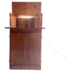 Art Deco Early Mid century walnut Cocktail drinks Cabinet, Vintage  Bar, 40s