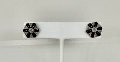 Art Deco Earrings Diamond Black Onyx Platinum Old Mine Rose Cut Diamonds Antique