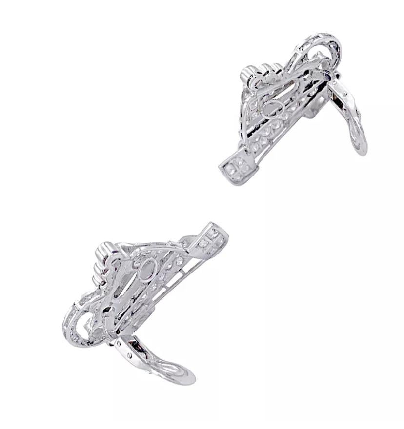 Pendientes Art Déco, Platino y Diamantes en Excelente estado para la venta en Paris, IDF
