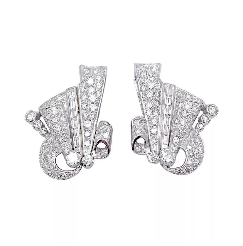 De las mujeres Pendientes Art Déco, Platino y Diamantes en venta