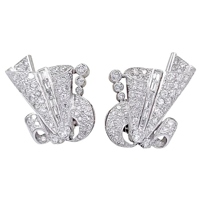 Pendientes Art Déco, Platino y Diamantes