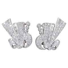 Pendientes Art Déco, Platino y Diamantes
