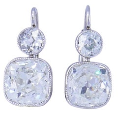 Art Deco Earrings Platinum Diamond Dangle Antique Cut