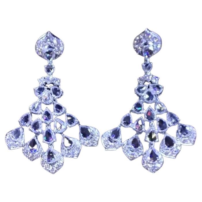 Certified 6.90 Carats Natural Diamonds 18K Gold Earrings  For Sale