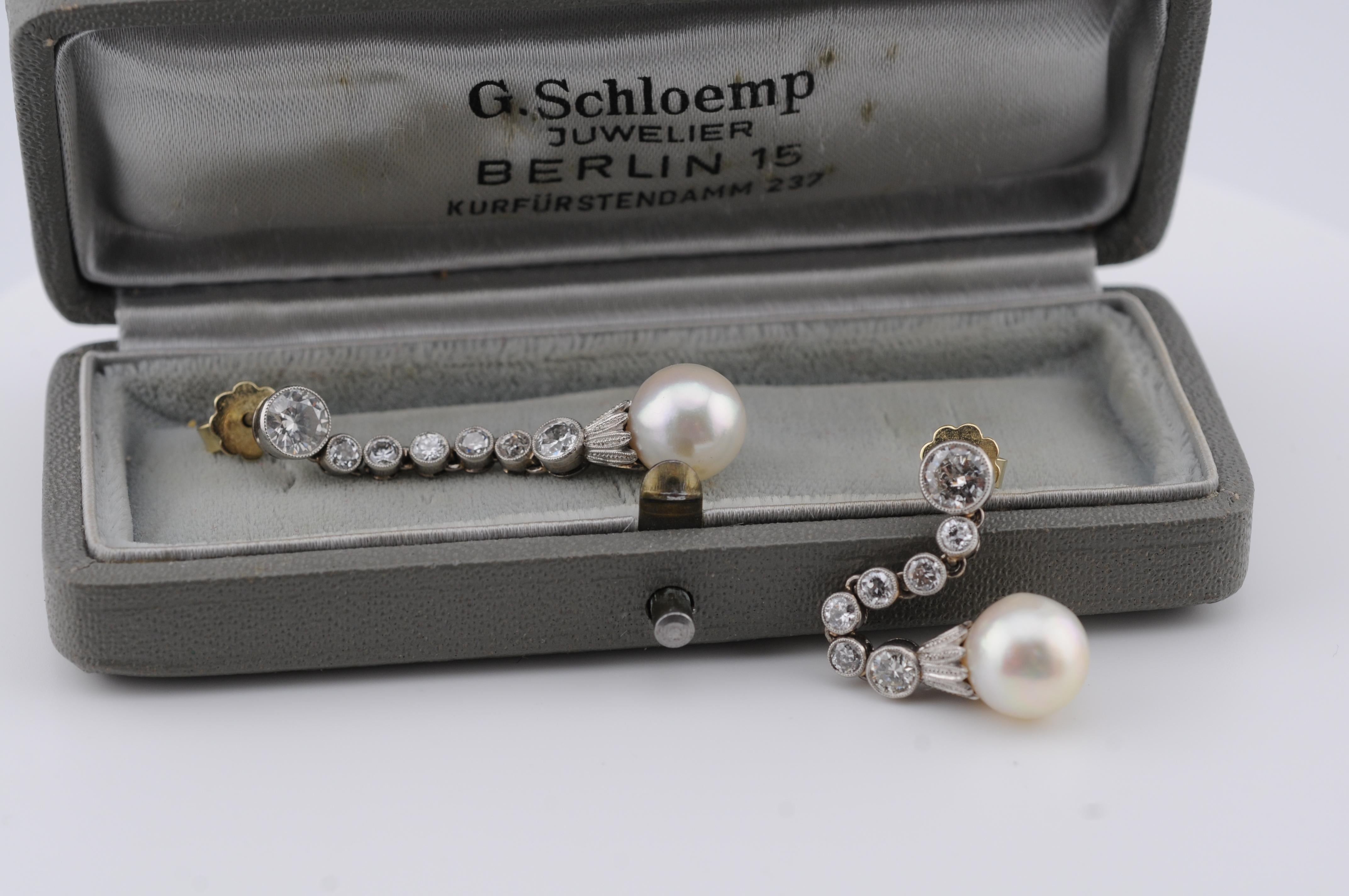 Boucles d'oreilles Art déco avec diamants taille ancienne et perles de culture des mers du Sud en vente 6