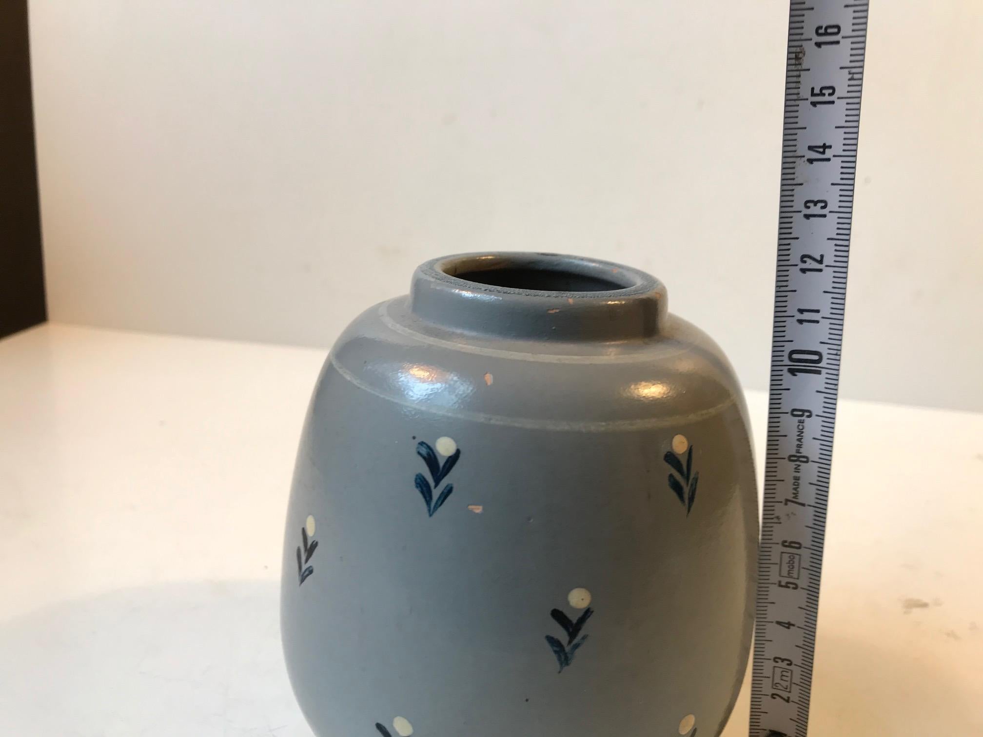 Hand-Painted Art Deco Earthenware Vase from Knabstrup, Denmark, 1930s For Sale