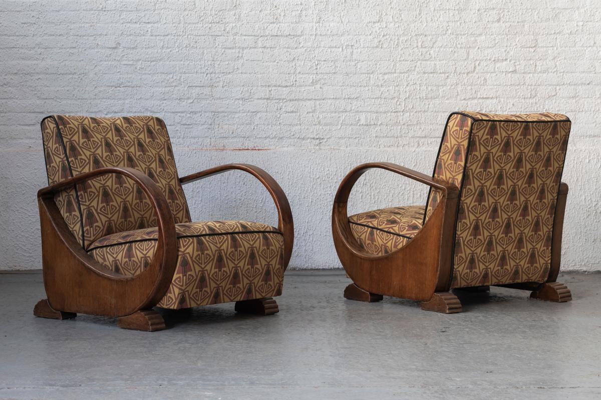 Art Deco Easy Chairs, Set of 2, Amsterdamse school, 1930s 12