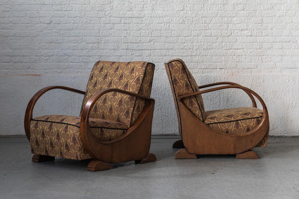 Mid-20th Century Art Deco Easy Chairs, Set of 2, Amsterdamse school, 1930s For Sale