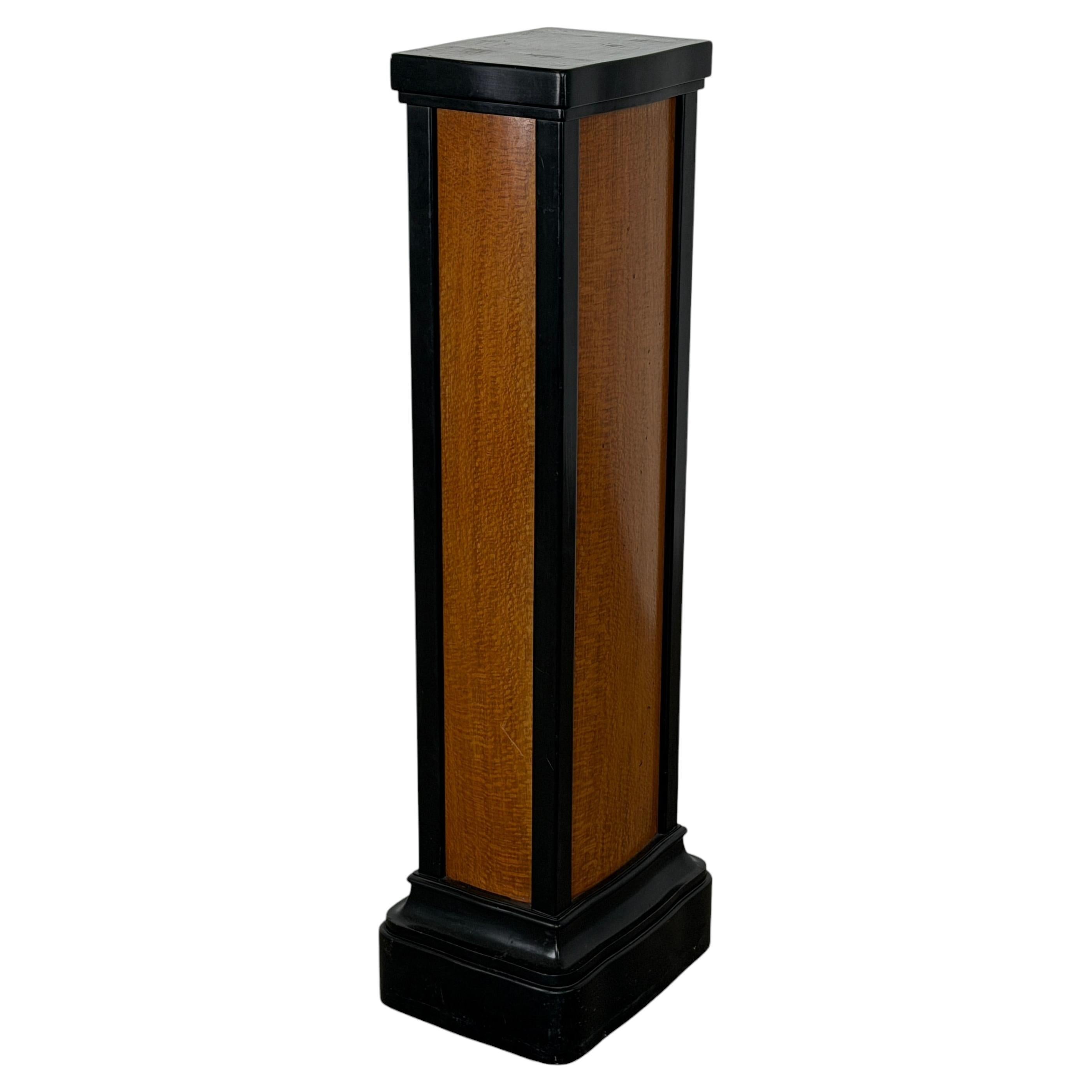 Art Deco Ebonised & Figured Wood Display Pedestal, 1930s