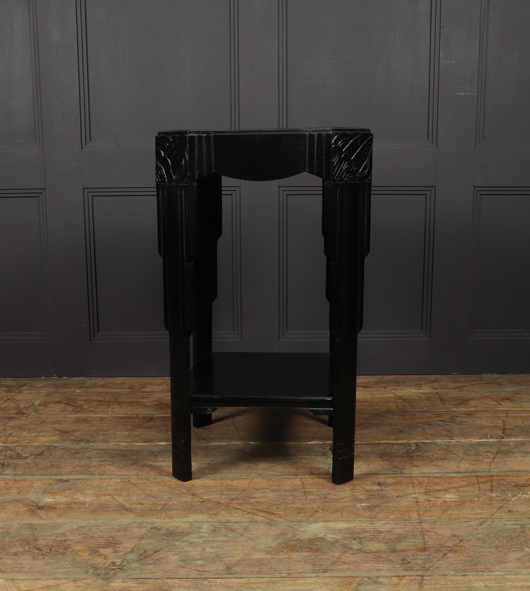 Art Deco Ebonised Piano Black Side Table 5