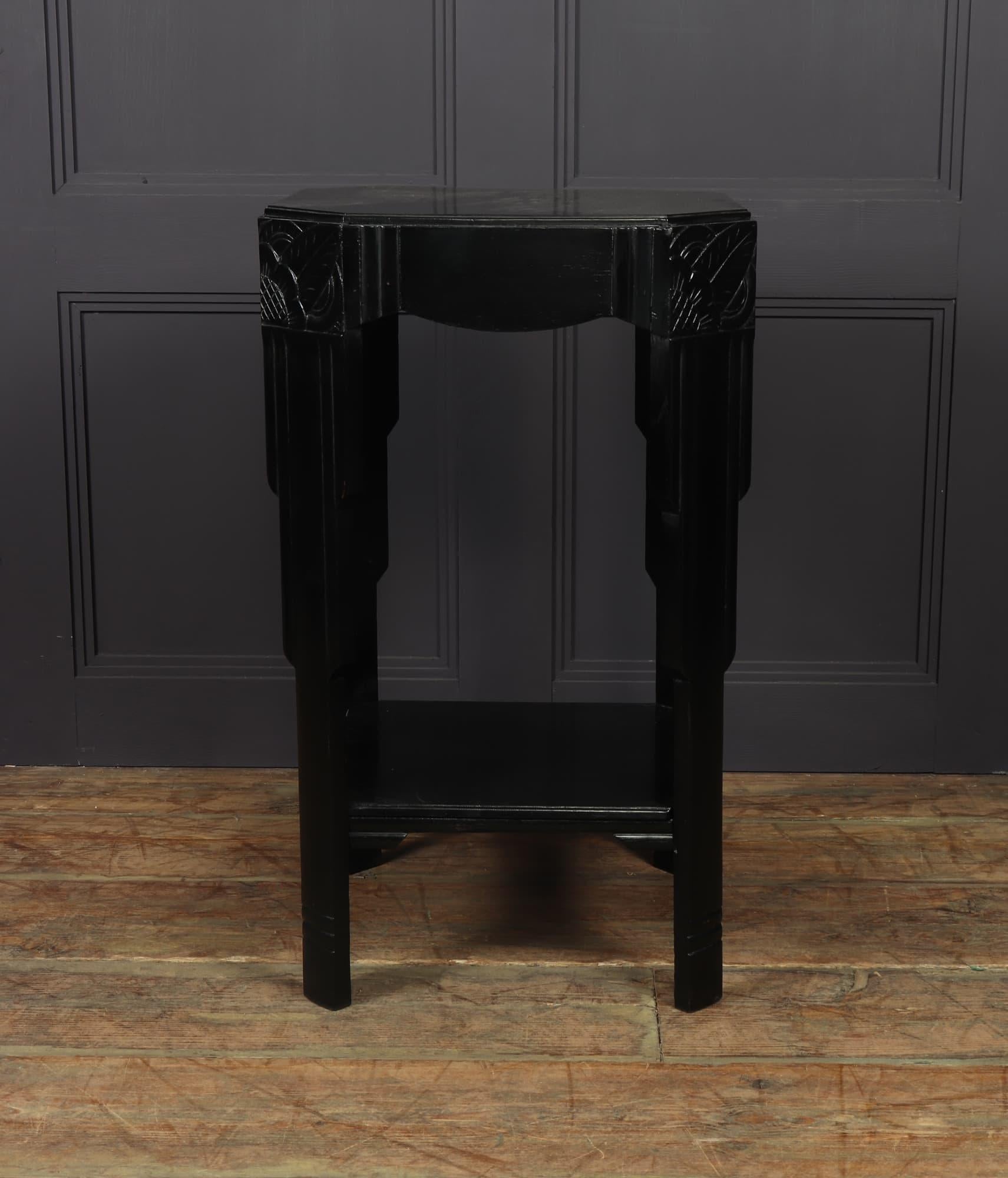 French Art Deco Ebonised Piano Black Side Table