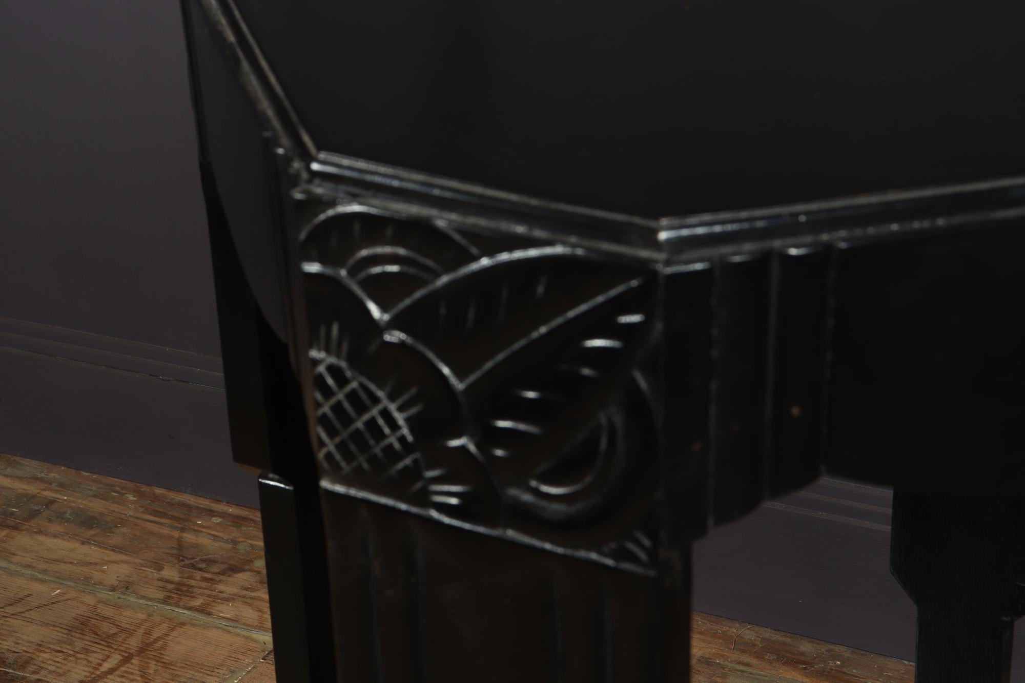 Oak Art Deco Ebonised Piano Black Side Table
