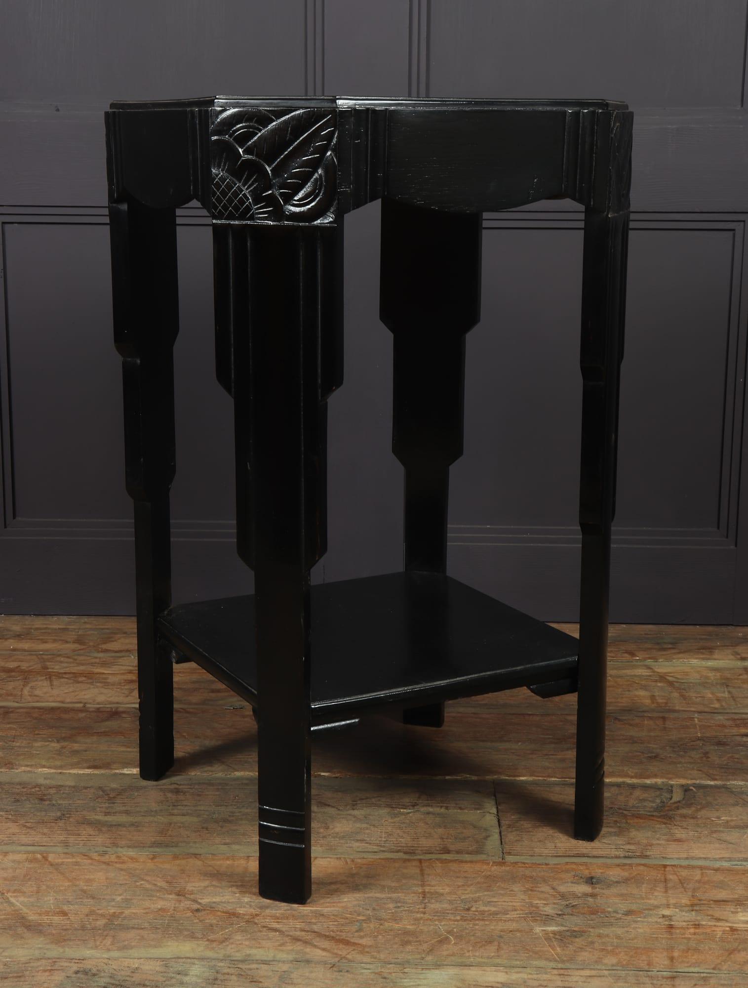 Art Deco Ebonised Piano Black Side Table 1