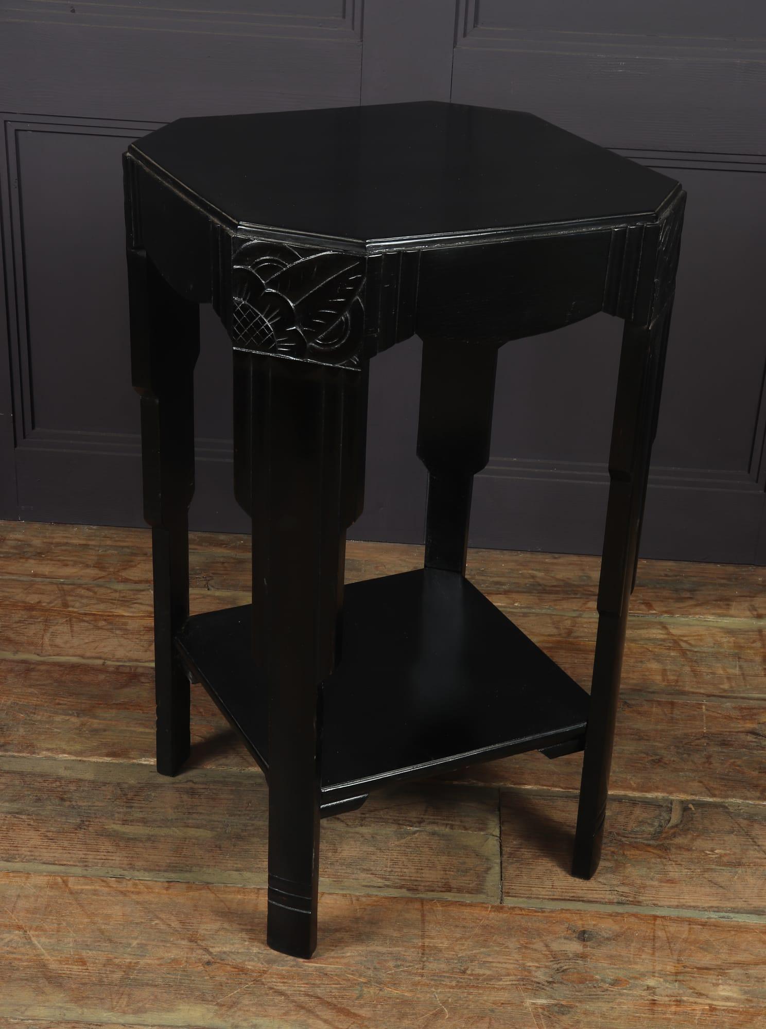 Art Deco Ebonised Piano Black Side Table 2