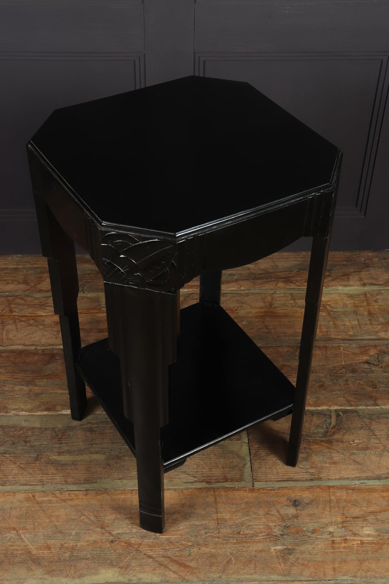 Art Deco Ebonised Piano Black Side Table 3
