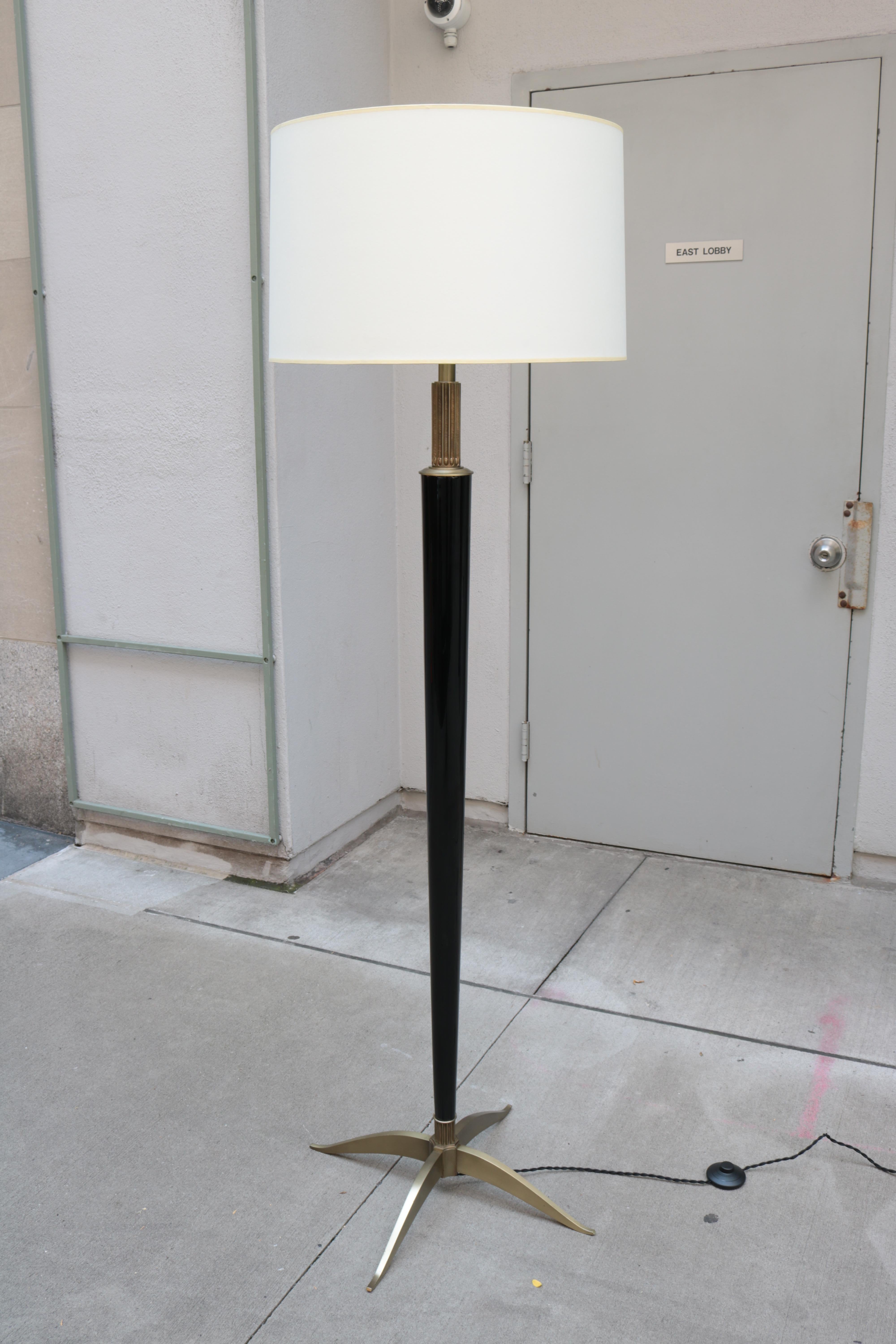 Art Deco Ebonized Floor Lamp by H. Boinot In Good Condition In New York, NY