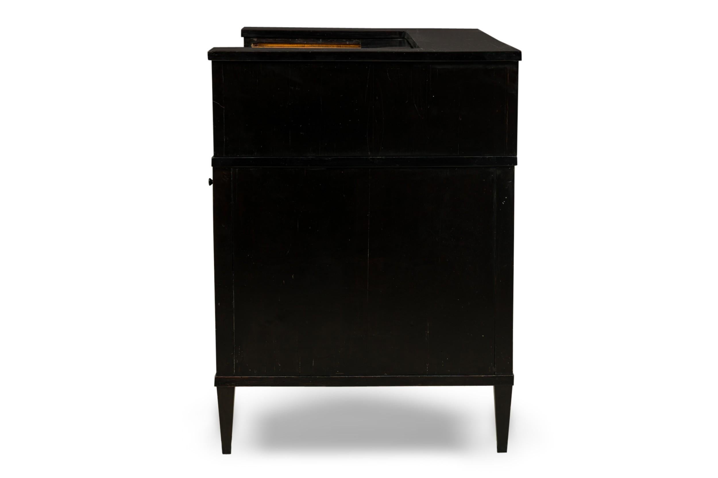 French Art Deco Ebonized Pearwood Two-Tier Tambour Top Writing Desk For Sale