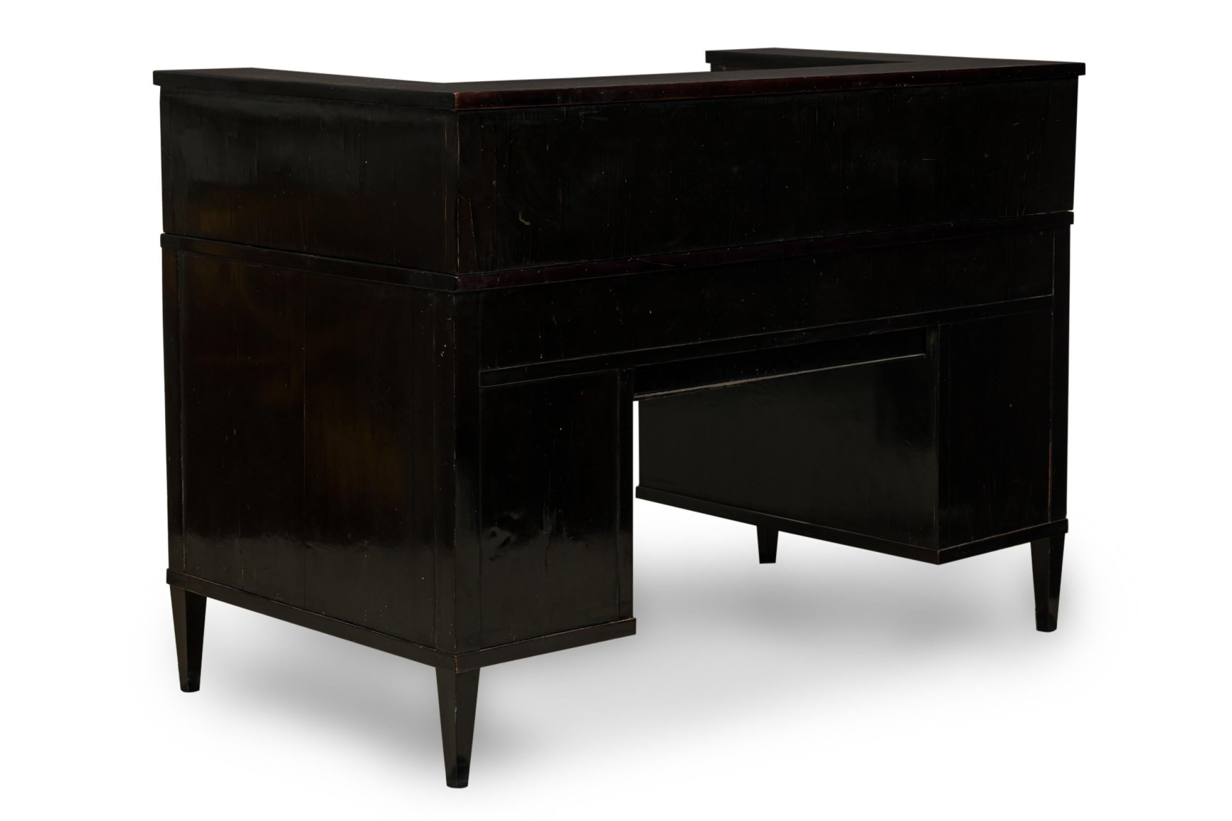 Art Deco Ebonized Pearwood Two-Tier Tambour Top Writing Desk In Good Condition For Sale In New York, NY