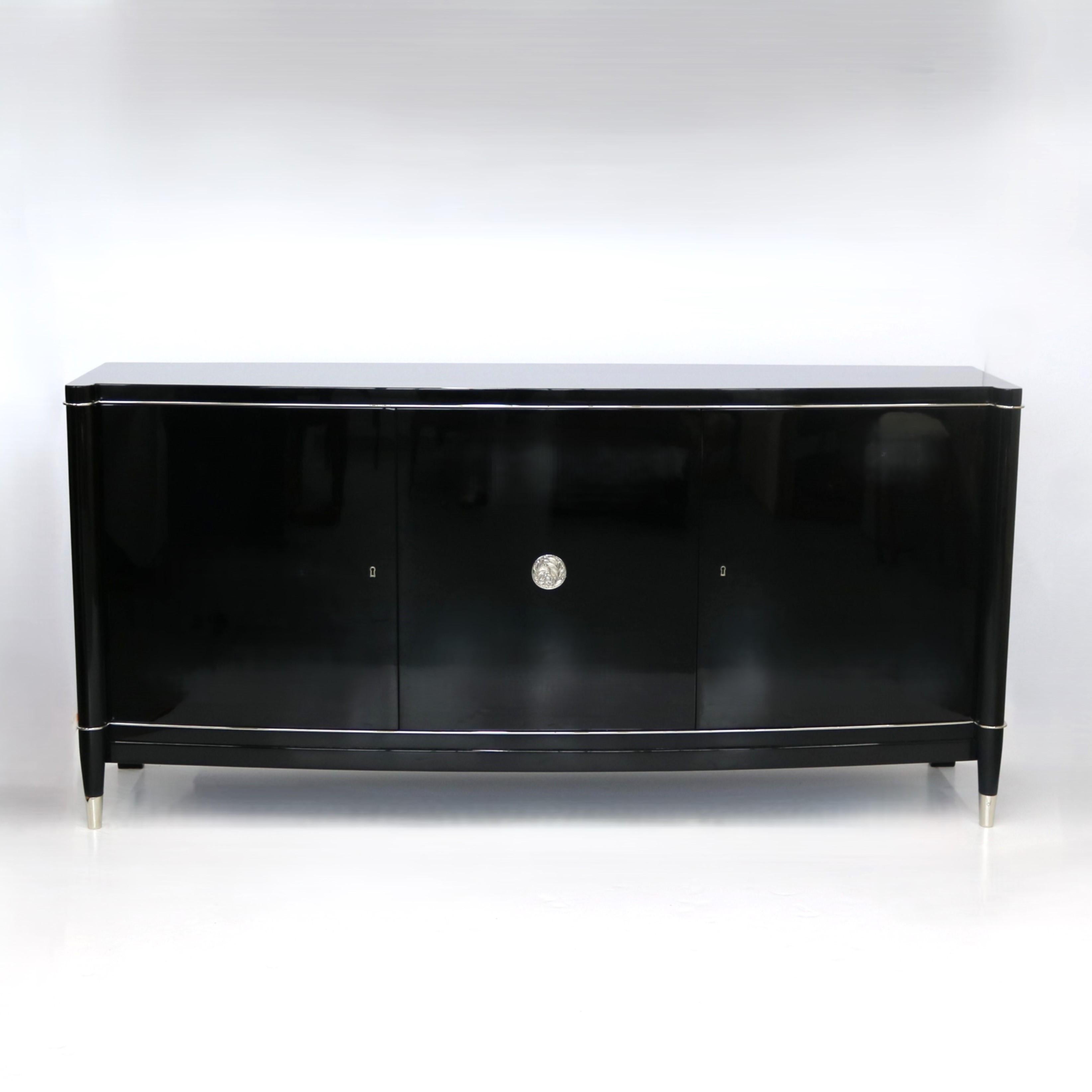 Belgian Art Deco Ebonized Sideboard by De Coene Frères For Sale