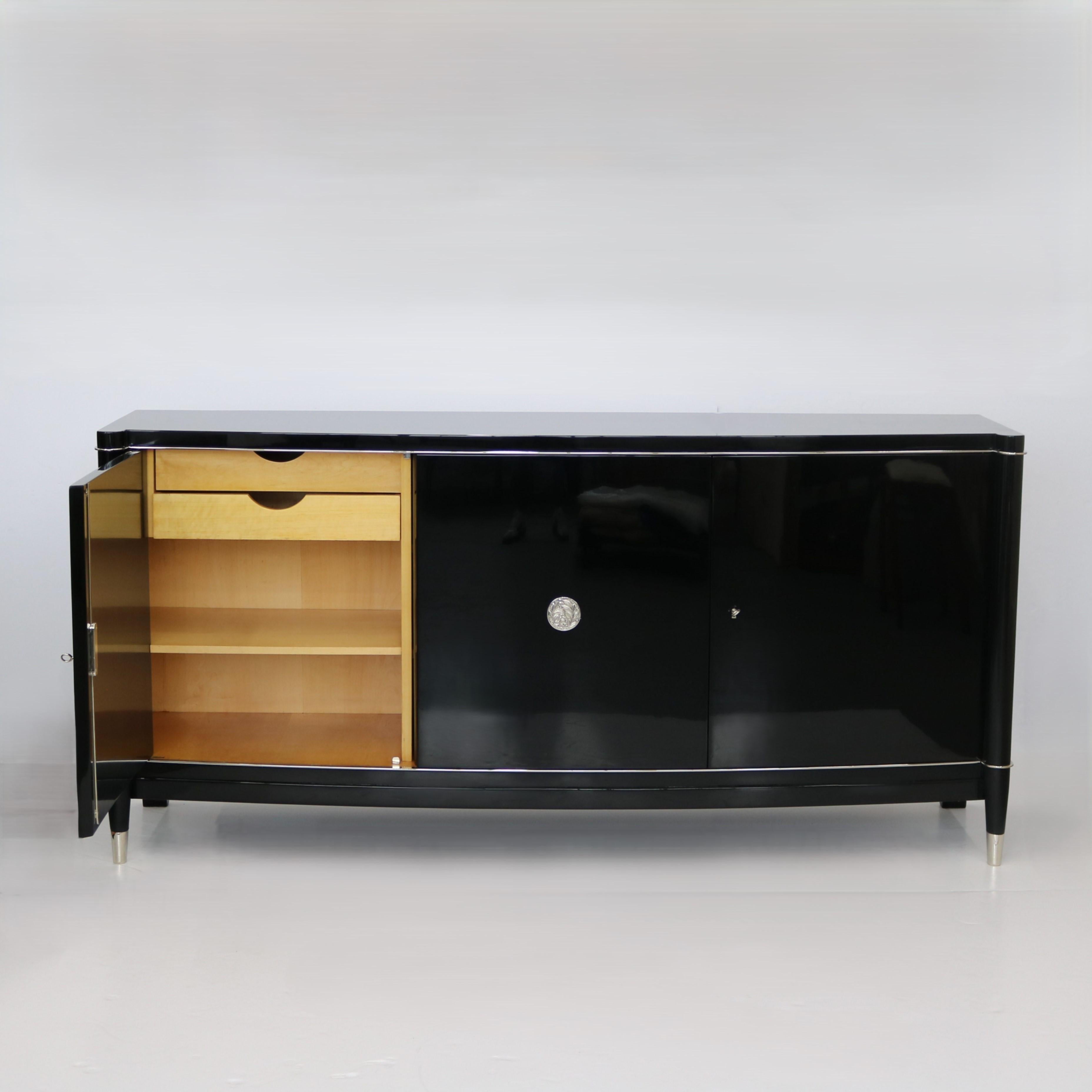 Mid-20th Century Art Deco Ebonized Sideboard by De Coene Frères For Sale