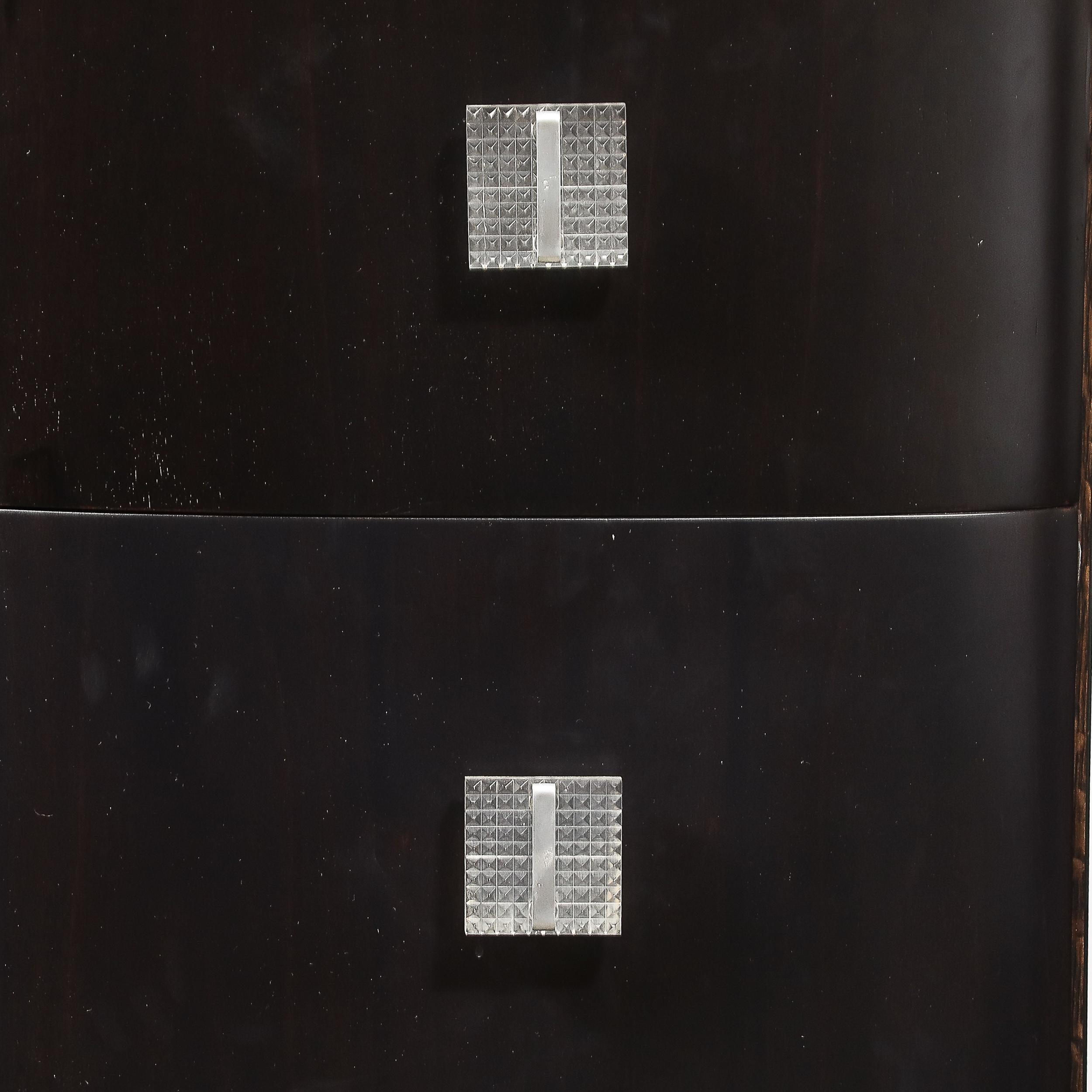 Art Deco Ebonized Walnut High Chest with Molded Lucite Pulls For Sale 8