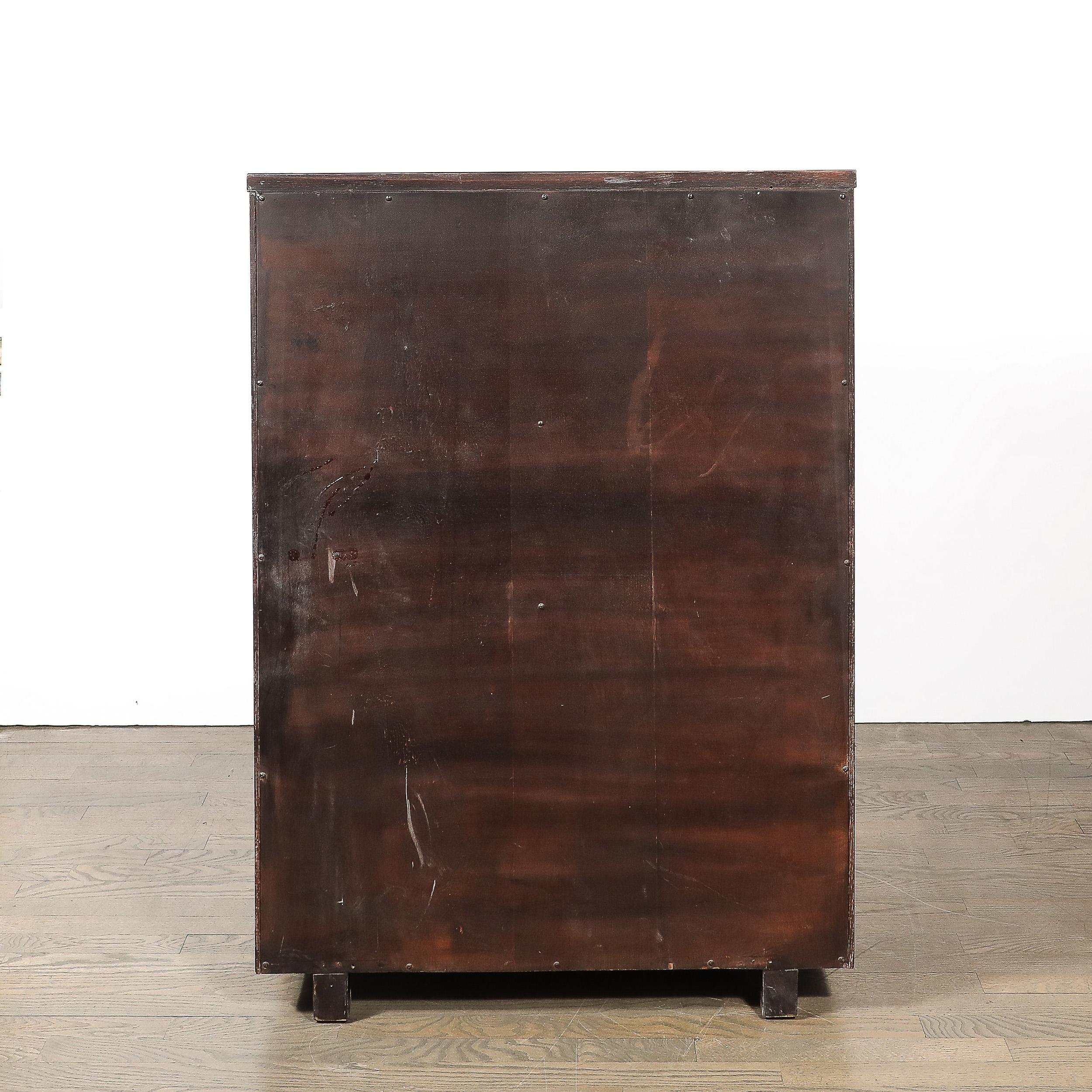 Art Deco Ebonized Walnut High Chest with Molded Lucite Pulls For Sale 9