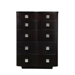 Art Deco Ebonized Walnut High Chest with Molded Lucite Pulls