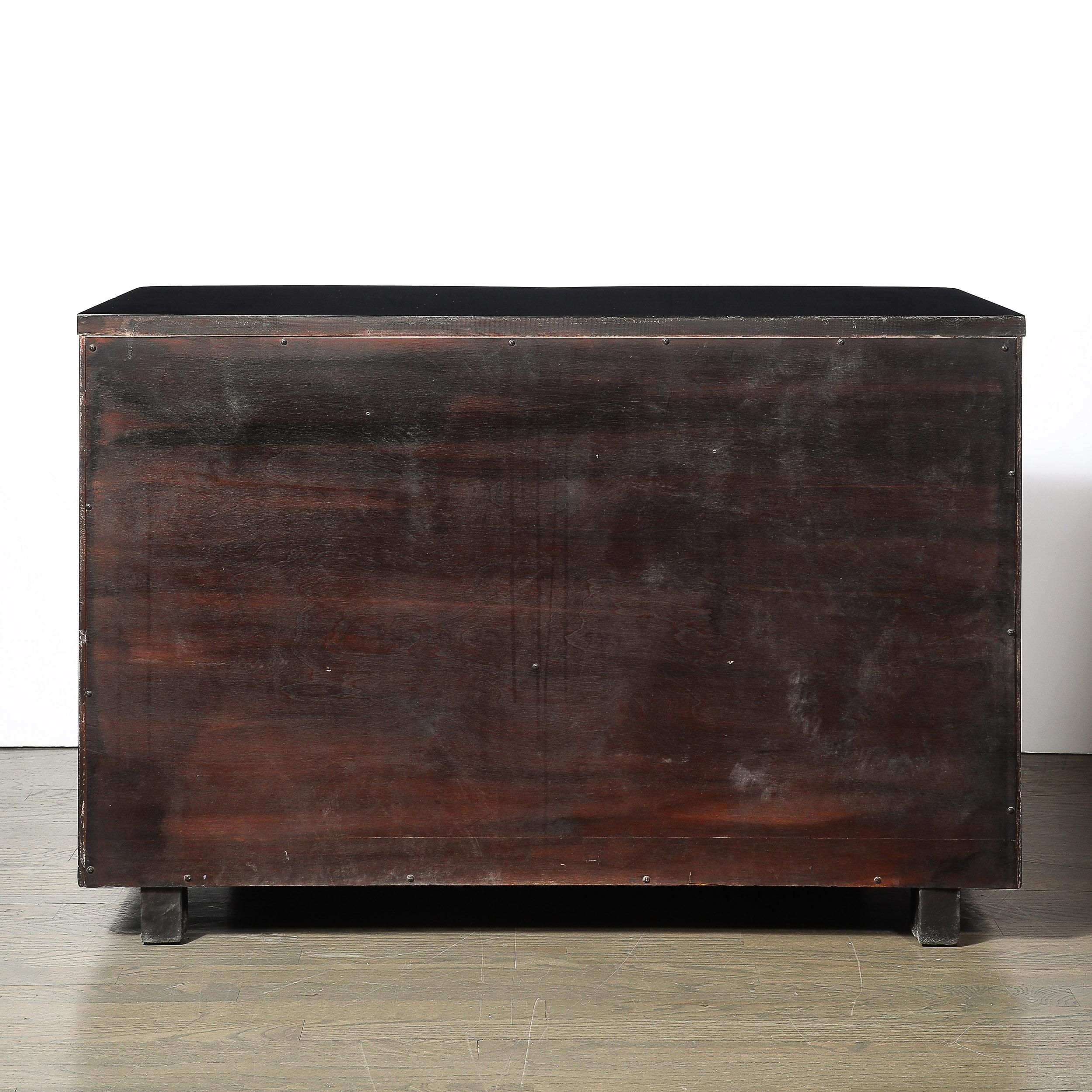 Art Deco Ebonized Walnut Low Chest W/Molded Lucite Pulls For Sale 8