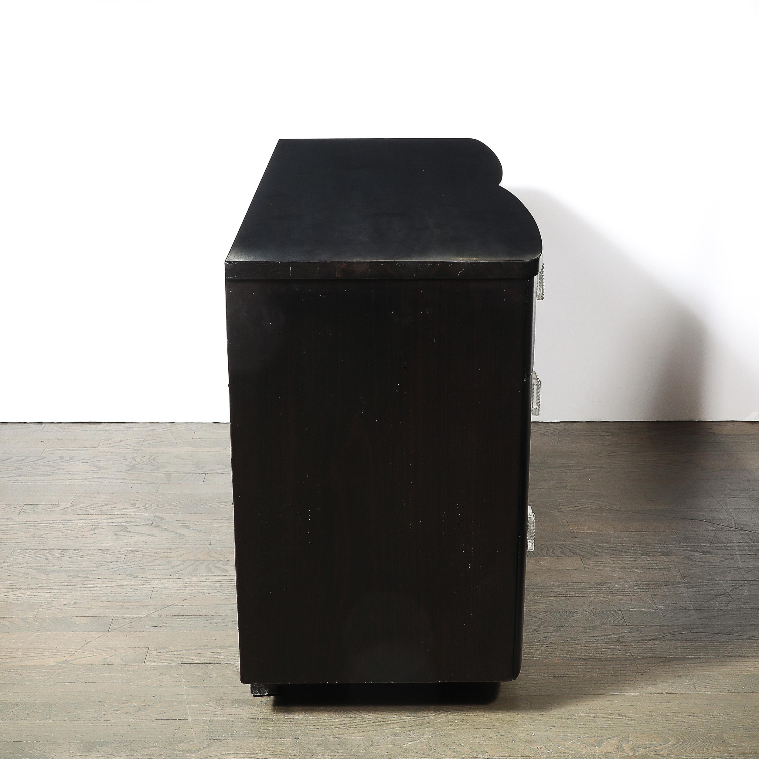 Art Deco Ebonized Walnut Low Chest W/Molded Lucite Pulls For Sale 7