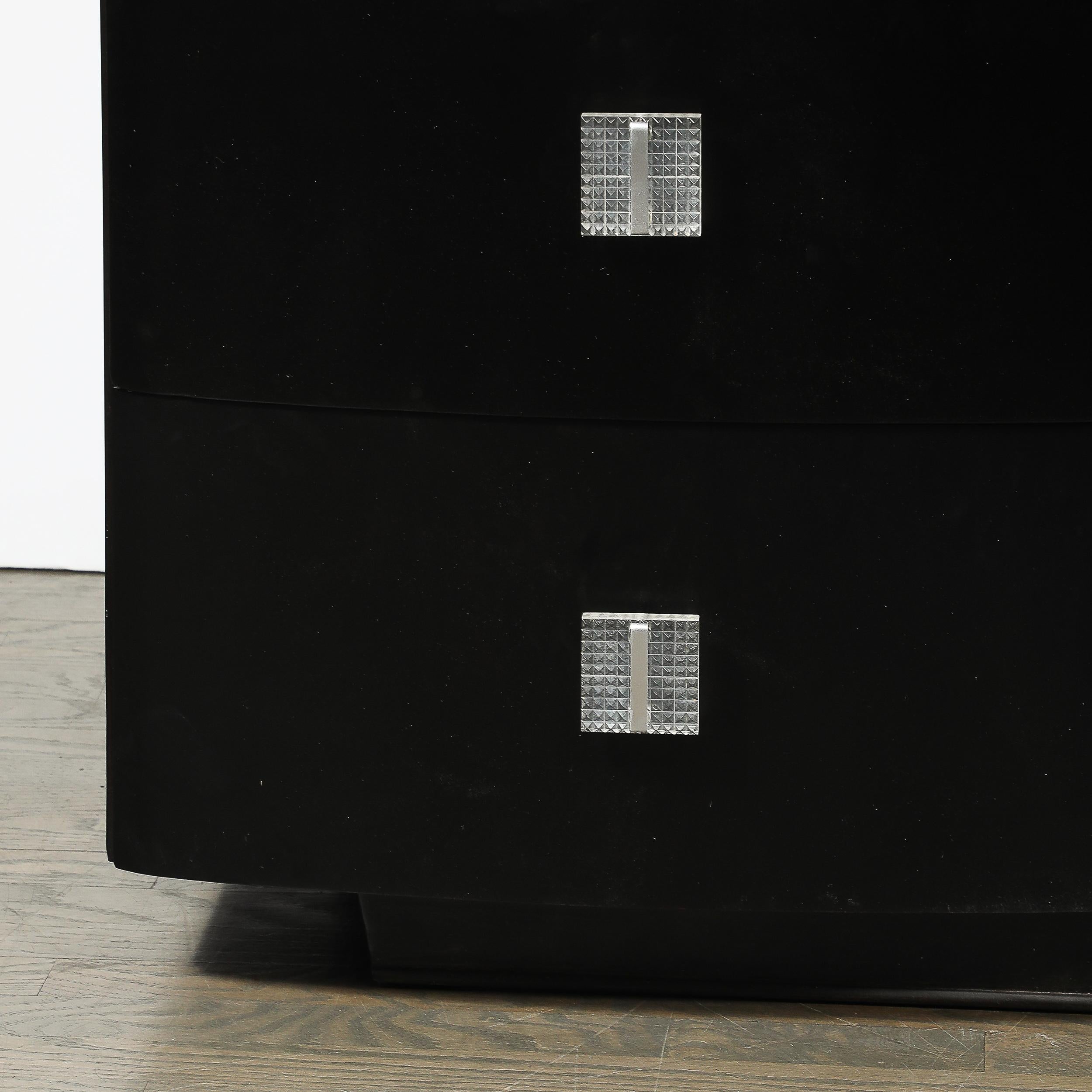 Gilt Art Deco Ebonized Walnut Low Chest W/Molded Lucite Pulls For Sale