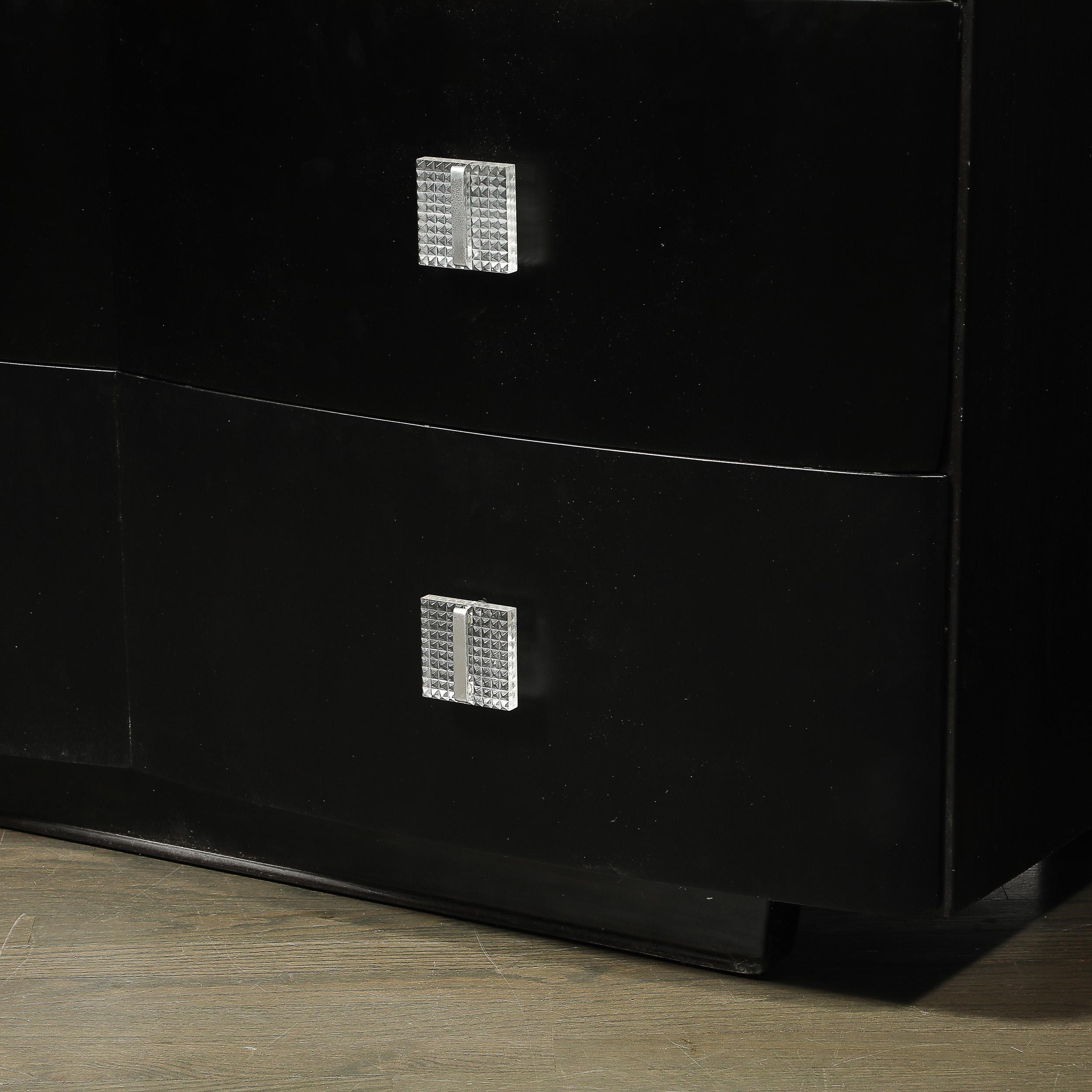 Art Deco Ebonized Walnut Low Chest W/Molded Lucite Pulls For Sale 1