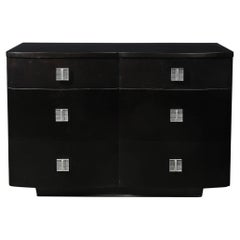 Art Deco Ebonized Walnut Low Chest W/Molded Lucite Pulls