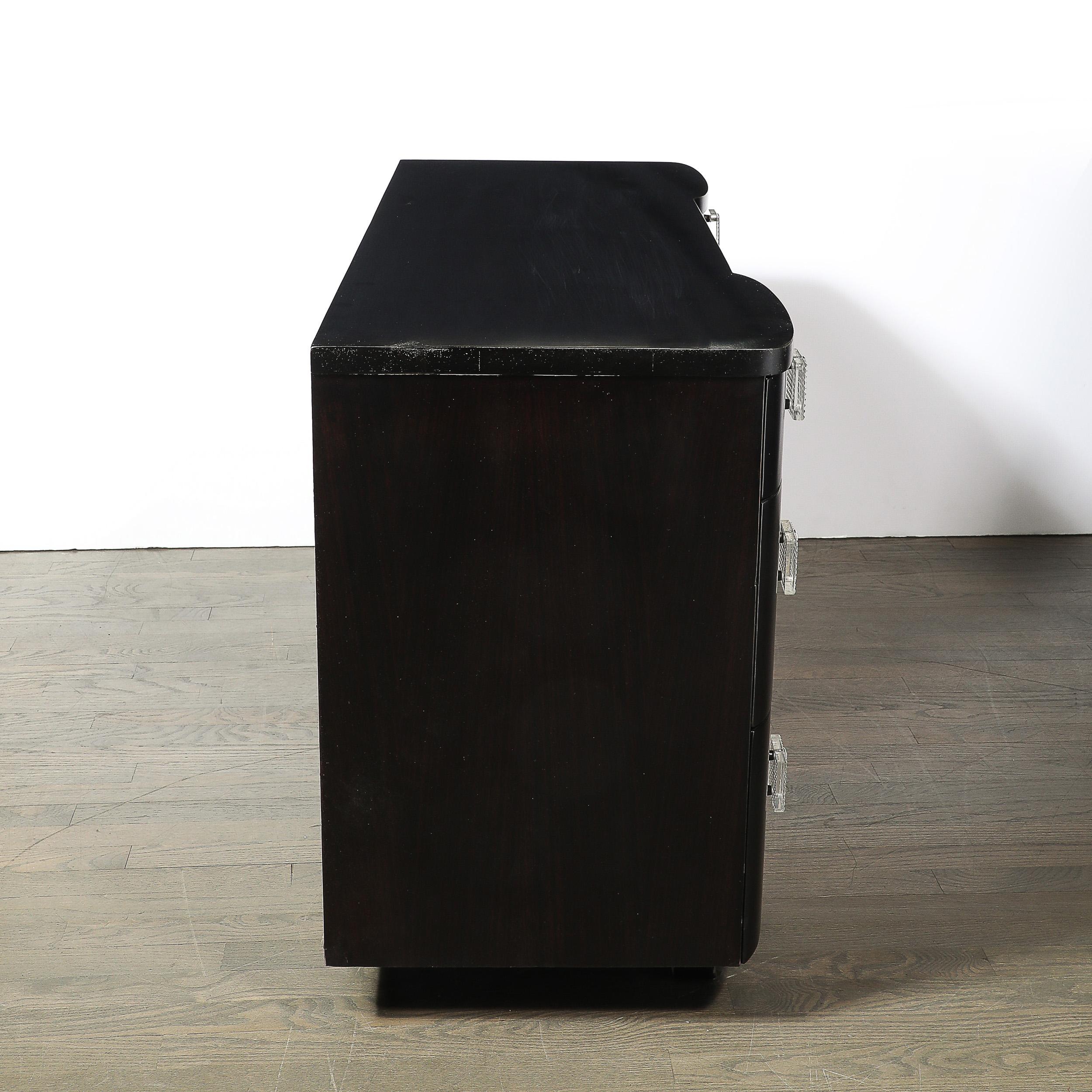 Art Deco Ebonized Walnut Vanity Desk W/Molded Lucite Pulls For Sale 9